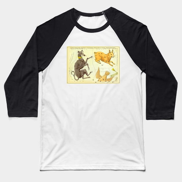 Constellations of Canis Major, Lepus, Columba Noachi and Cela Sculptoris from Urania's Mirror Baseball T-Shirt by MasterpieceCafe
